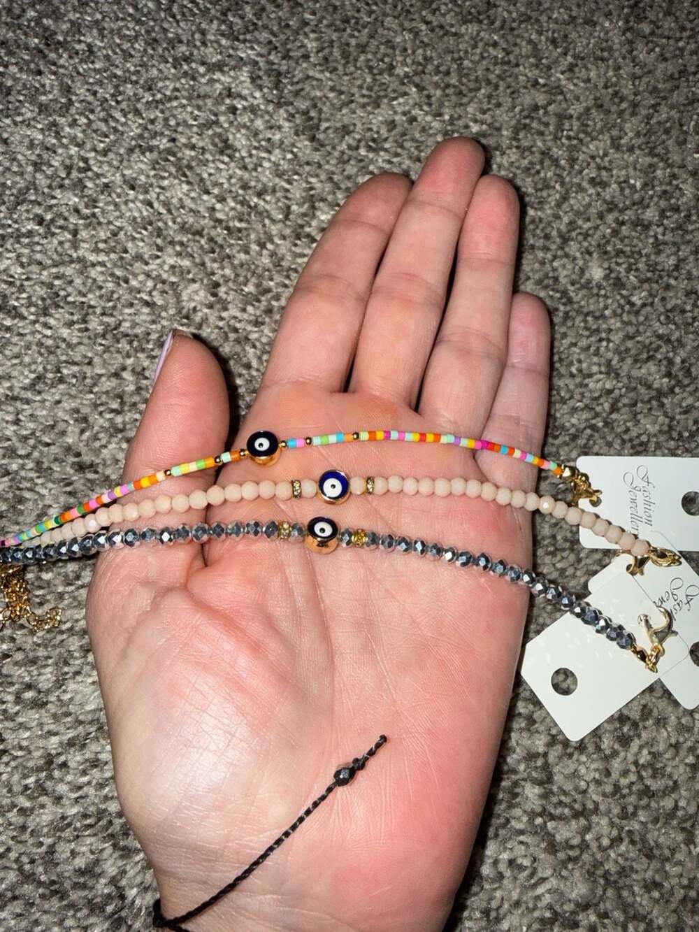 Evil Eye Seed Bead Bracelet Set of 3
